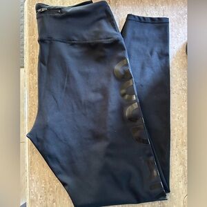 Good American Black Leggings with Black Lettering down the leg!  Size 3